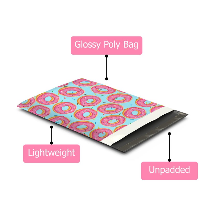 Pro Supply Global 10x13 (100) Sprinkled Donuts Designer Poly Mailers Waterproof Self Sealing Tear Resistant Polymailers Shipping Envelopes Premium Printed Bags For Small Businesses - Image 3